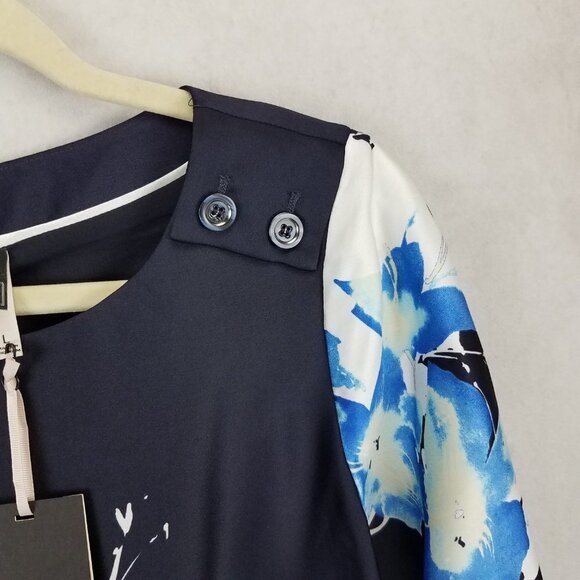 NEW The Limited Luxe Collection L Floral Shift Dress 3/4 Sleeve in Navy Blue - Picture 4 of 13